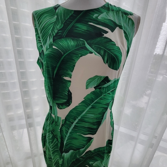 DOLCE & GABBANA GREEN LEAF SILK DRESS - Picture 4 of 8